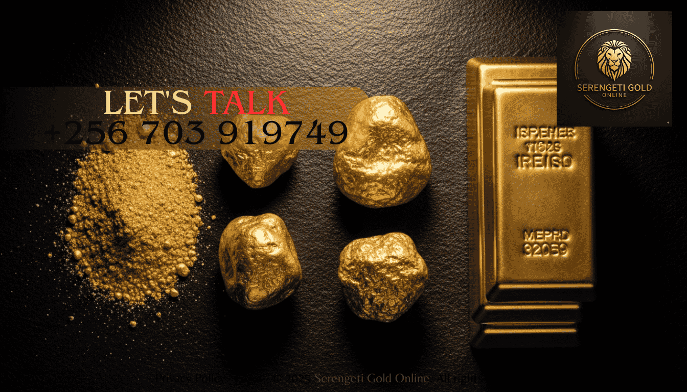 Collection of gold dust, nuggets, and bars displayed side by side