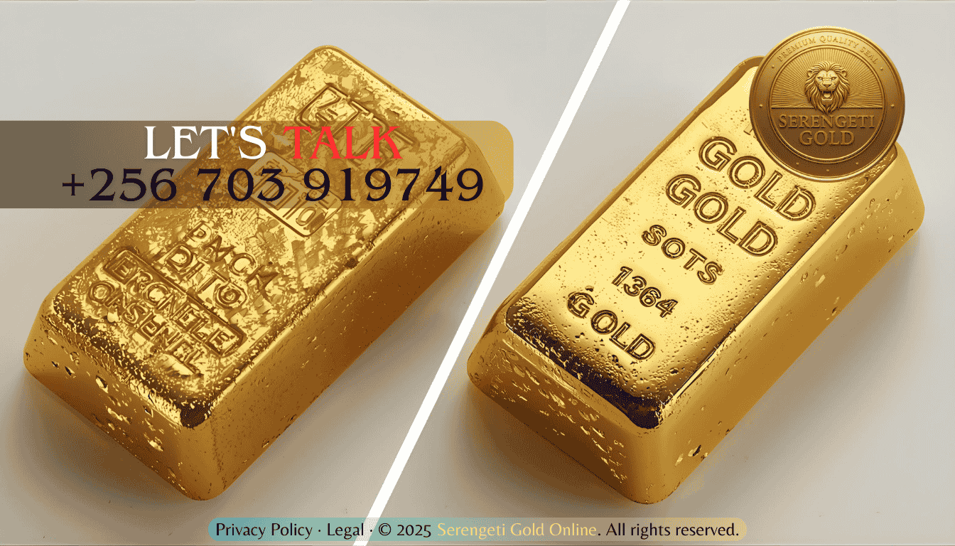 Comparison of raw gold versus refined gold bar