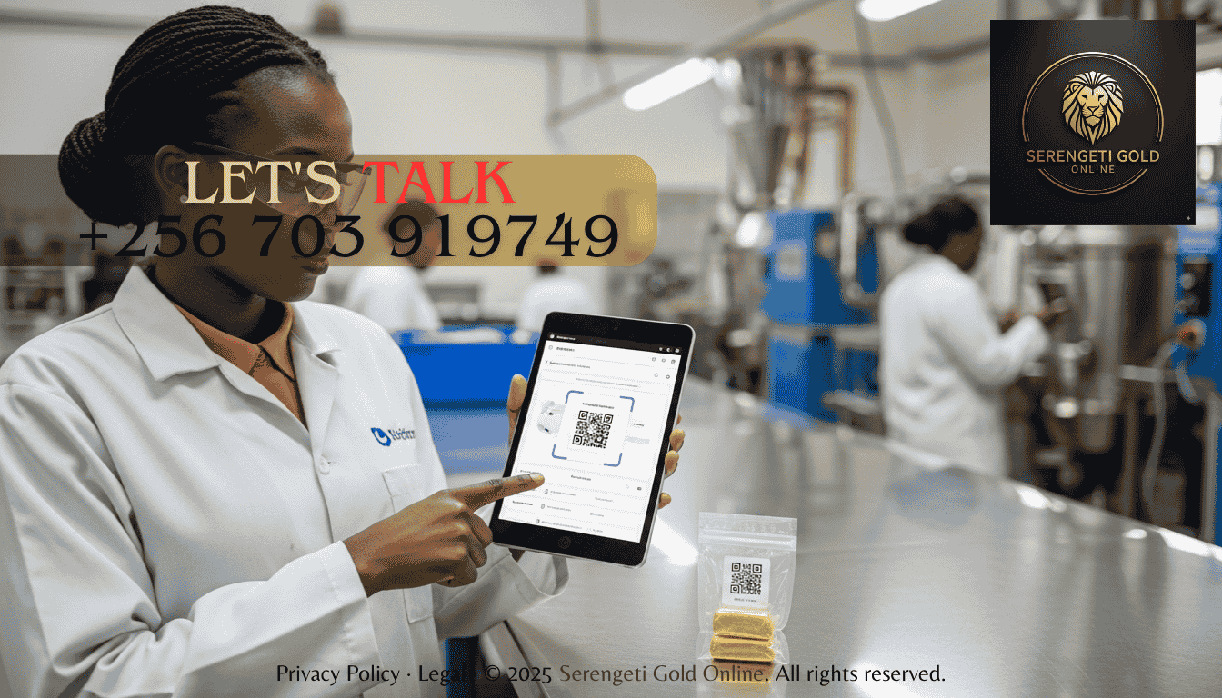 Female gold refiner demonstrating blockchain-based traceability system in Kenya