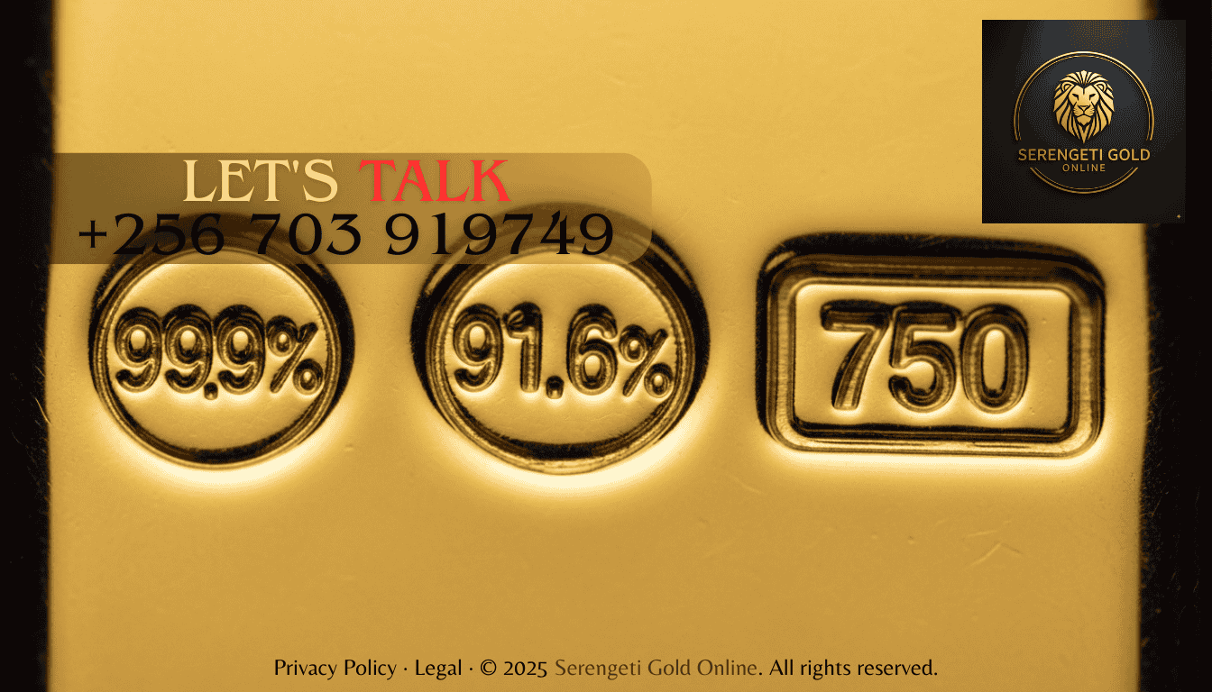 Hallmark stamps showing gold purity levels 999, 916, and 750