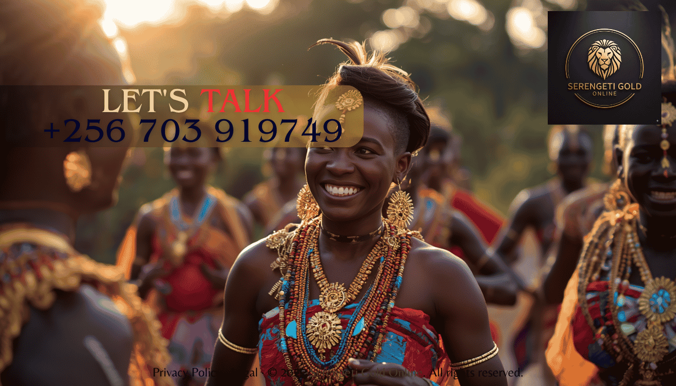 Traditional African ceremony featuring participants wearing handcrafted gold jewelry and ceremonial attire to celebrate cultural heritage.