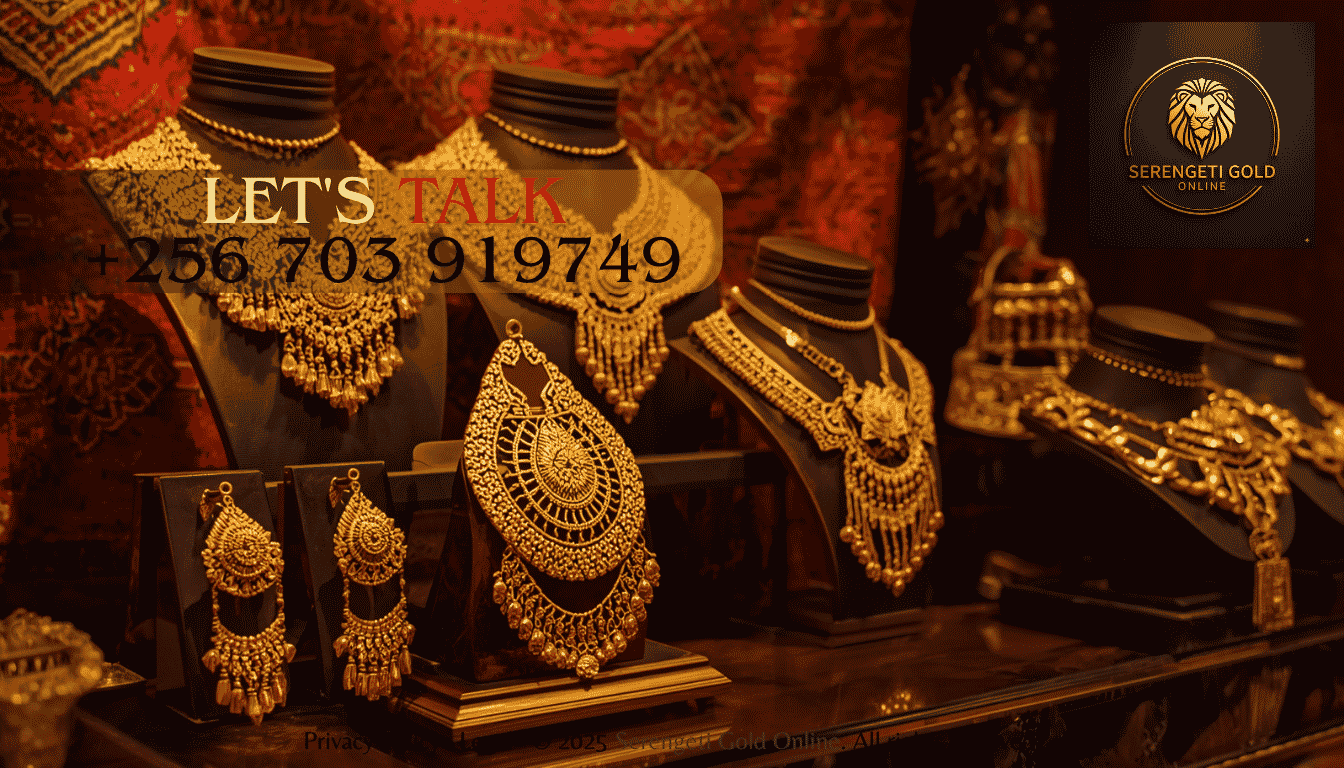 Traditional African gold jewelry and handcrafted royal ornaments displayed as symbols of heritage, artistry, and cultural identity.